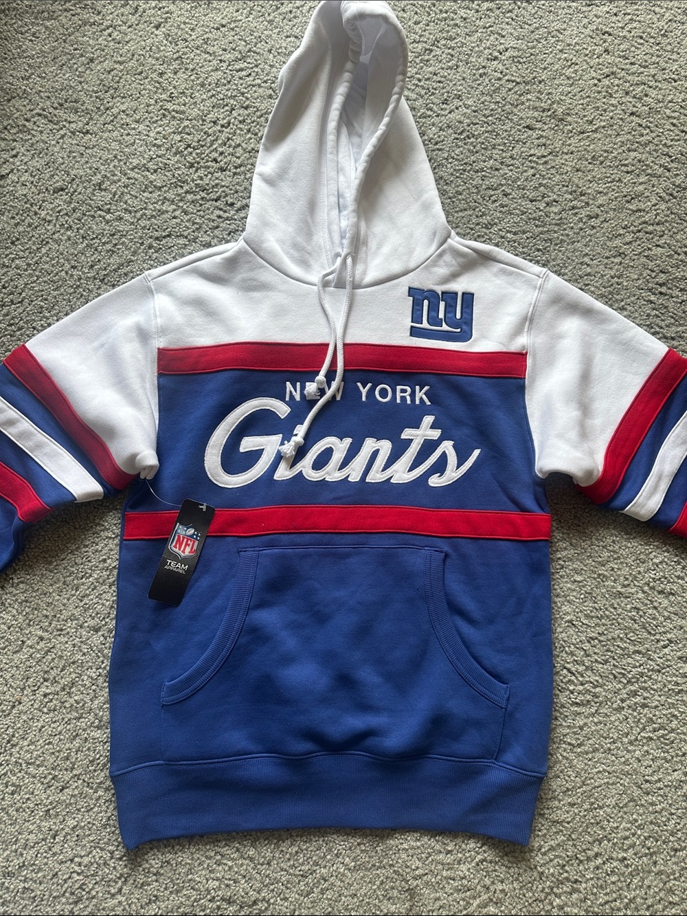 Mitchell and Ness New York giants Blue & White Pullover Hoodie size small nwot